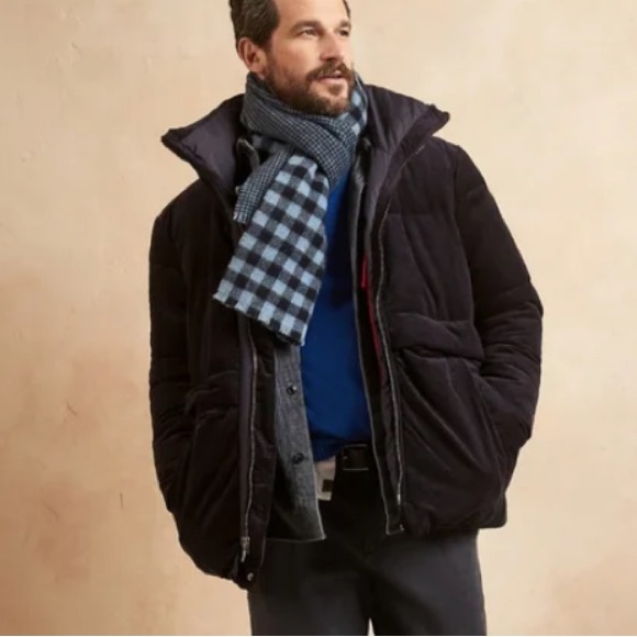 Banana Republic MENS SMALL Corduroy Puffer Coat Jacket Down Navy - Picture 2 of 14